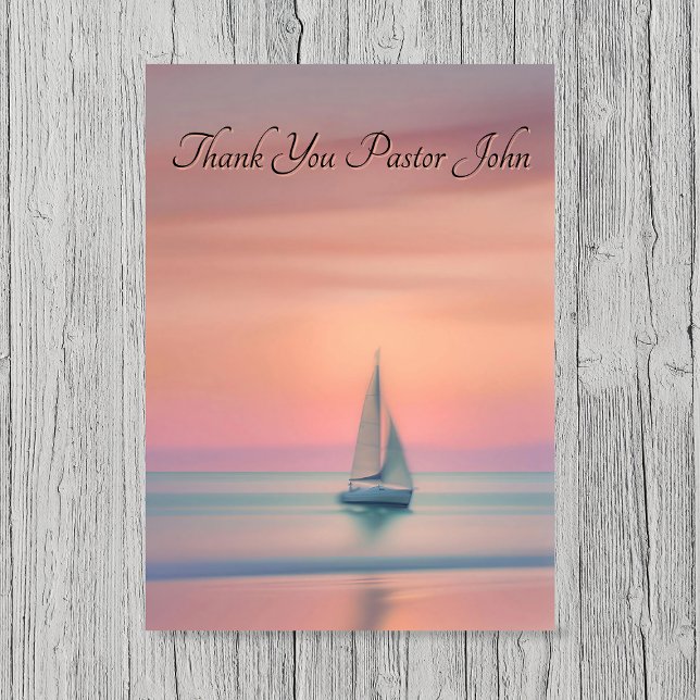 Sailboat Sunset Pastor Appreciation  Dankeskarte (Sailboat Sunset Pastor Appreciation Thank You Card)
