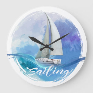 Sailboat text Sailing Acrylic Wall Clock Große Wanduhr