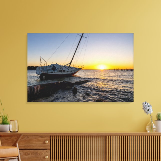 Sailboat und Jetty Sunset Leinwand (Insitu (Wohnzimmer))