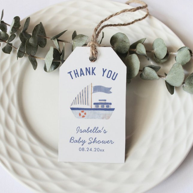 Sailboat Vielen Dank Boy Baby Dusche Geschenkanhänger (Von Creator hochgeladen)
