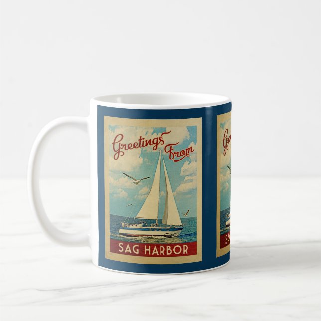 Sailboat Vintage Travel New York Kaffeetasse (Links)
