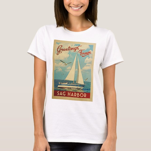 Sailboat Vintage Travel New York T-Shirt (Vorderseite)