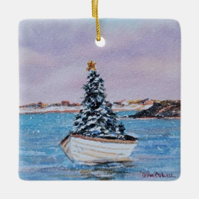 Sailboat Winterschmuck Keramikornament (Vorderseite)