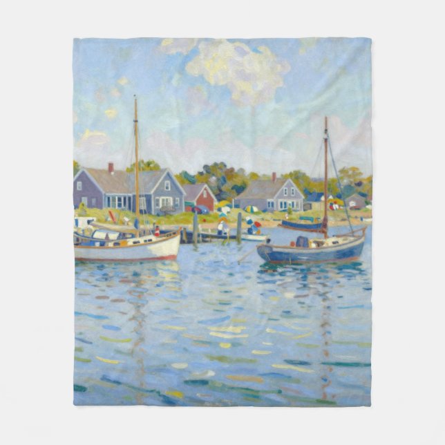Sailboats Impressionism New England Fleecedecke (Vorderseite)