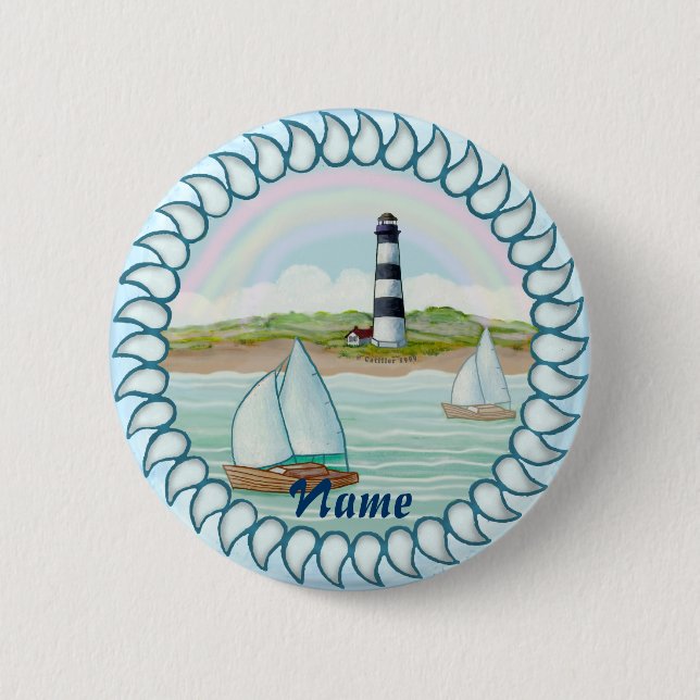 Sailboats Lighthouse Button (Vorderseite)