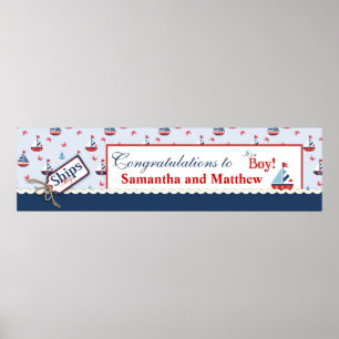 Sailboats Nautical Baby Shooter-Banner Poster