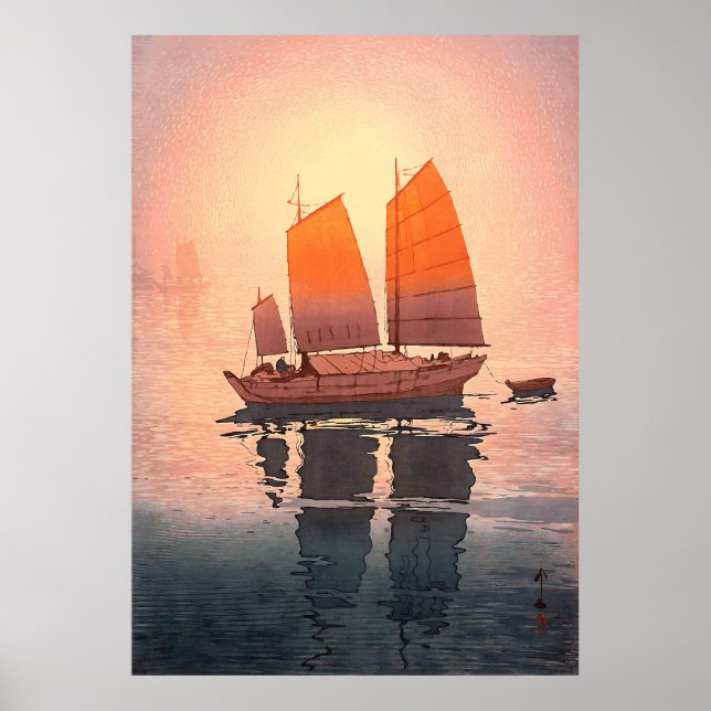 Sailboats, Sailing Boats, Morning, Yoshida Hiroshi Poster (Vorne)