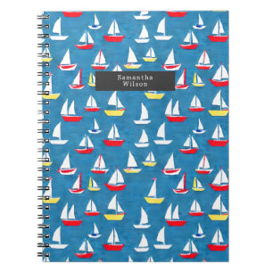 Sailboote Muster Preppy Blue Notizblock