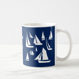 Sailboote Nautical Navy Blue Custom Kaffeetasse