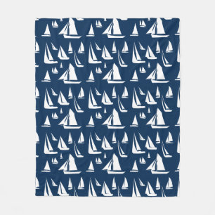 Sailboote Nautical Navy Blue Fleecedecke
