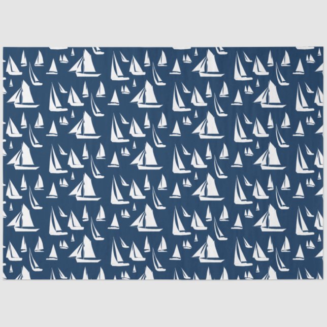 Sailboote Nautical Navy Blue  Seidenpapier (Vorderseite)