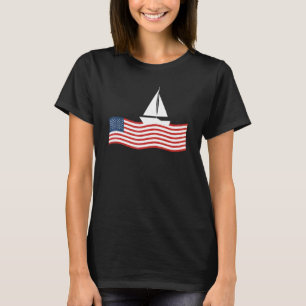 Sailer Segelschiff Amerikanische Flagge Segelboot T-Shirt