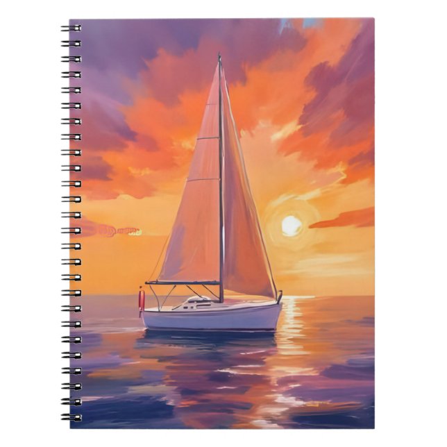 Sailing at Sunset | Coastal Ocean Painting Notizblock (Vorderseite)
