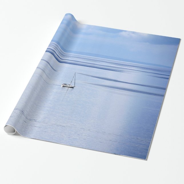 Sailing boat on sea, Nautical, blue water sky Geschenkpapier (Ungerollt)