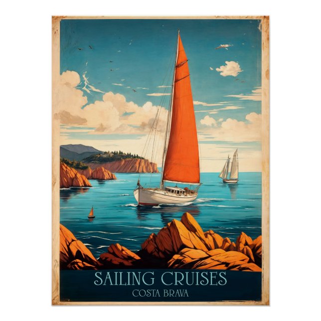 Sailing Cruises Costa Brava Orange Sail Poster (Vorderseite)