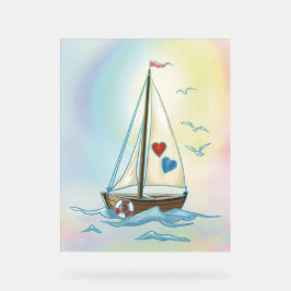 Sailing Hearts – Minimalist Boat with Love Sails Acrylschild