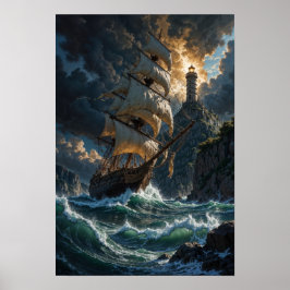 Sailing into Storms Fantasy Poster