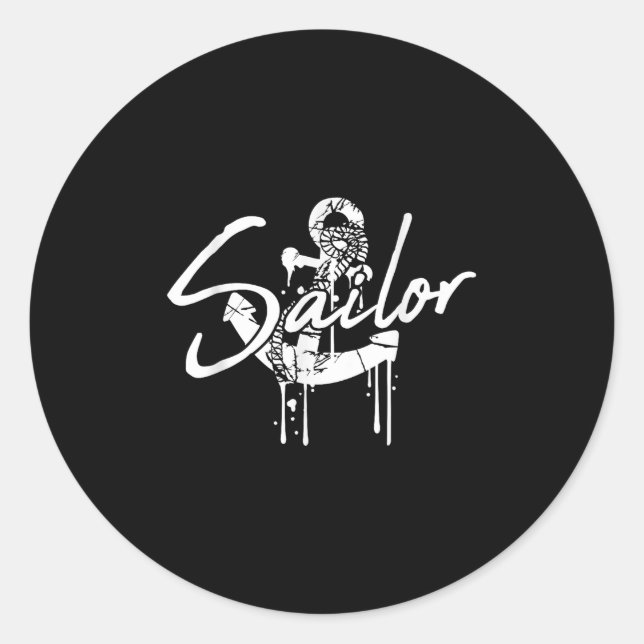 Sailing Logo Symbol Square Sailboat Ship Captain C Runder Aufkleber (Vorderseite)