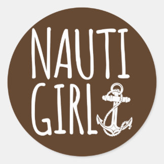Sailing Nauti Girl Boating Runder Aufkleber