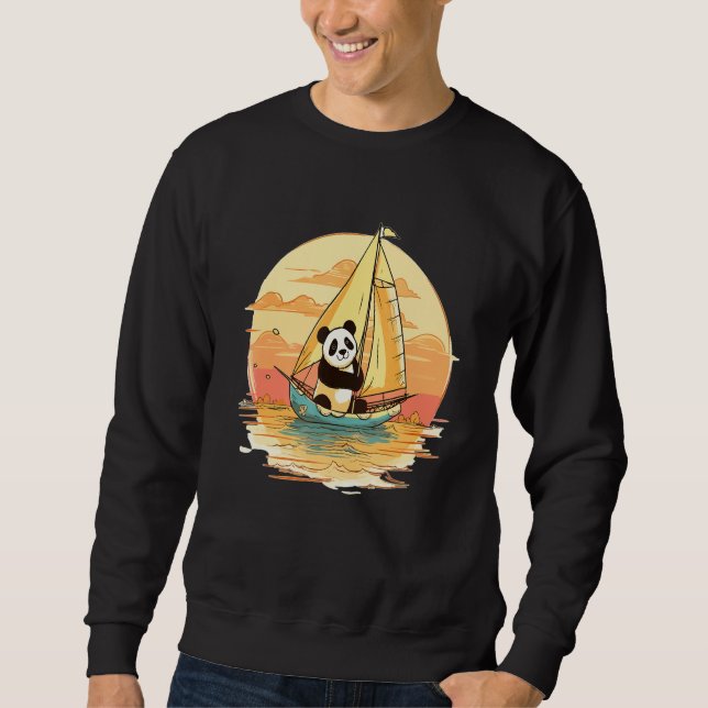 Sailing Panda Summer Boat Family Vacation Sweatshirt (Vorderseite)
