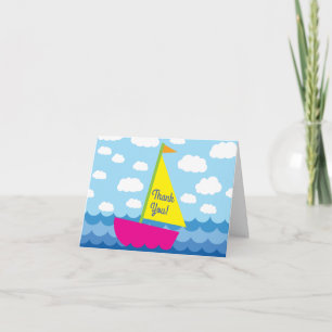 Sailing Sail Boat Cute Spring 1st Birthday Party Karte