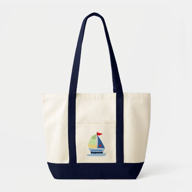 SAILING SAIL BOAT Tote Bag - fügen Sie einen Namen Tragetasche (Vorne)