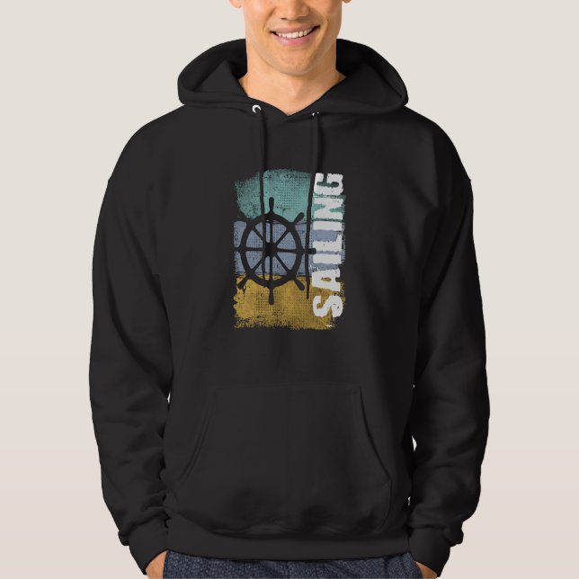 Sailing Vintage Retro Sailboat Helm Hoodie (Vorderseite)