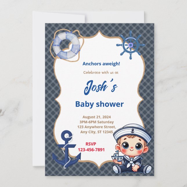 Sailor Baby Shower Einladung (Vorderseite)