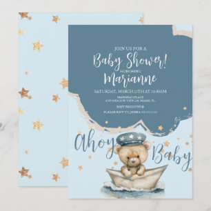 Sailor Bär Junge Sterne Baby Shower Einladung