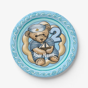 Sailor Bear 2 Jahre alt Geburtstagspapier Teller