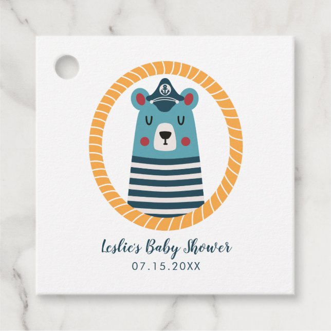 Sailor Bear Baby Dusche Geschenkanhänger (Vorderseite)