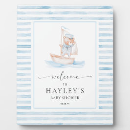 Sailor Bear Blue Strip Willkommen Fotoplatte