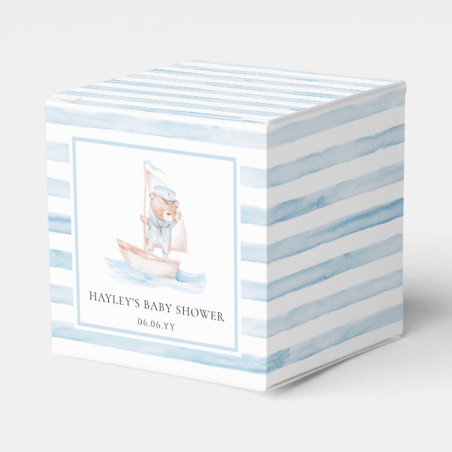Sailor Bear Blue Stripe Baby Dusche Geschenkschachtel (Vorderseite)