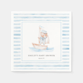 Sailor Bear Blue Stripe Baby Dusche Serviette
