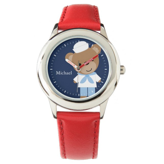 Sailor Bear Personalisiert Kid's Armbanduhr (Vorderseite)