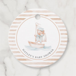Sailor Bear Tan Stripe Babydusche Geschenkanhänger