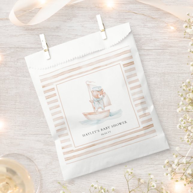 Sailor Bear Tan Stripe Babydusche Geschenktütchen (Ausgeschnitten)