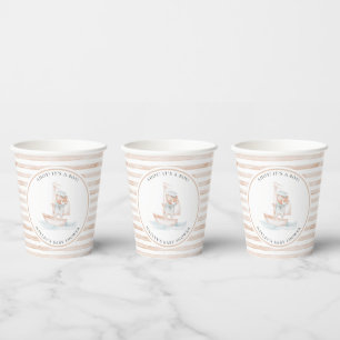 Sailor Bear Tan Stripe Babydusche Pappbecher
