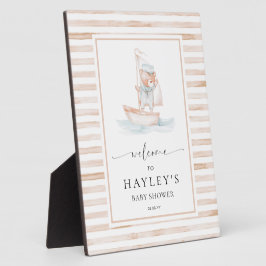 Sailor Bear Tan Stripe Willkommen Fotoplatte