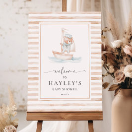 Sailor Bear Tan Stripe Willkommen Poster