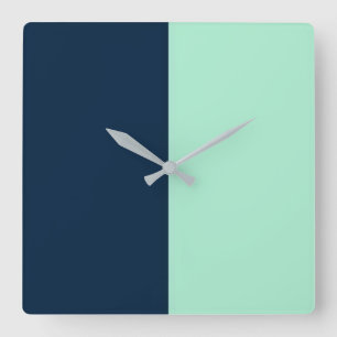 Sailor Blue und Minze Quadratische Wanduhr