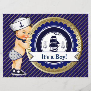Sailor Boy Navy Nautical Baby Shooter Einladung