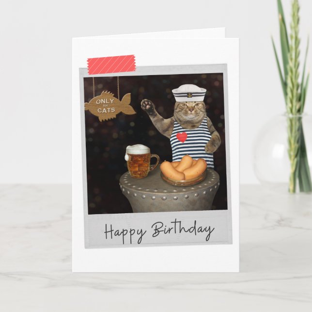 Sailor Cat im Pub Funny Birthday Card Karte (Vorderseite)
