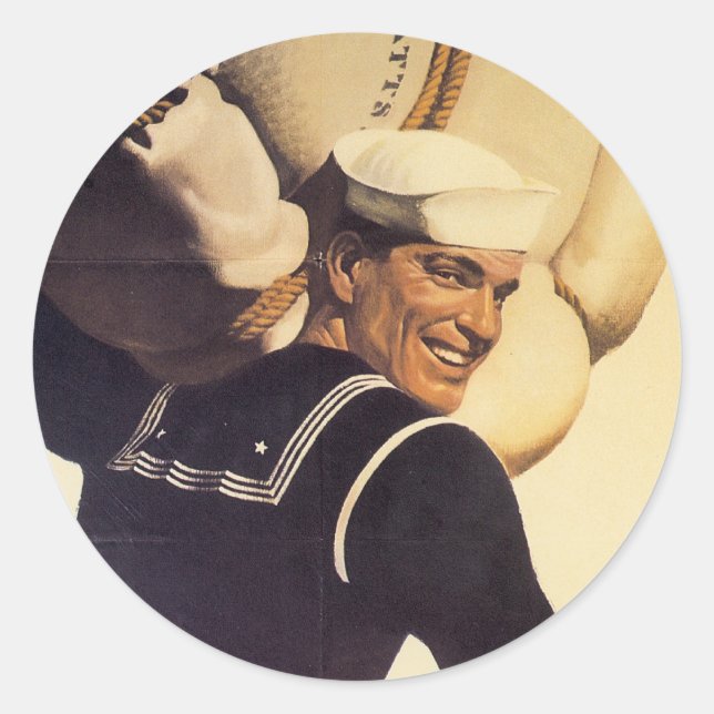 Sailor des Zweiten Weltkriegs Runder Aufkleber (Vorderseite)