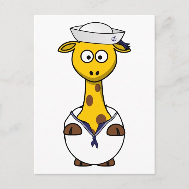 Sailor Giraffe Cartoon Postkarte (Vorderseite)