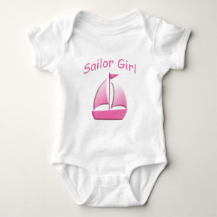 Sailor Girl Pink Sailboat Bodysuit Baby Strampler
