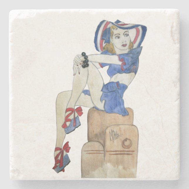 Sailor Girl Steinuntersetzer (Vorderseite)