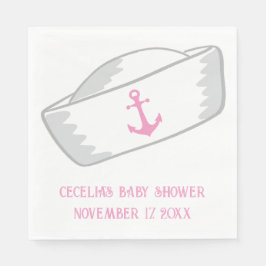 Sailor Hat Girl Nautical Baby Shower Serviette