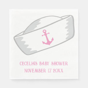 Sailor Hat Girl Nautical Baby Shower Serviette