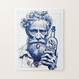 Sailor Holding Bottle Containing Small Model Ship Puzzle